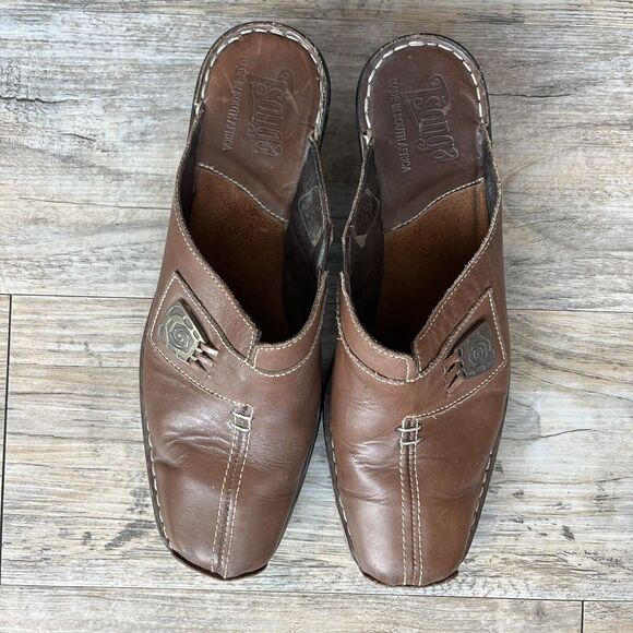 Omens Tsonga Shela Slide Mule 8 Brown Leather Vintage - Picture 1 of 13